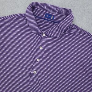 Stitch Polo‎ Golf Shirt Men's XL Purple Striped Polyester Performance Stretch